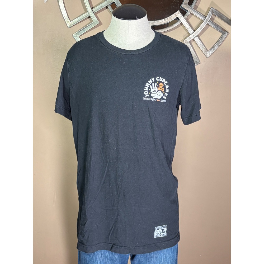 Johnny Cupcakes Hangry Customer Review Graphic T-Shirt Black Mens Medium